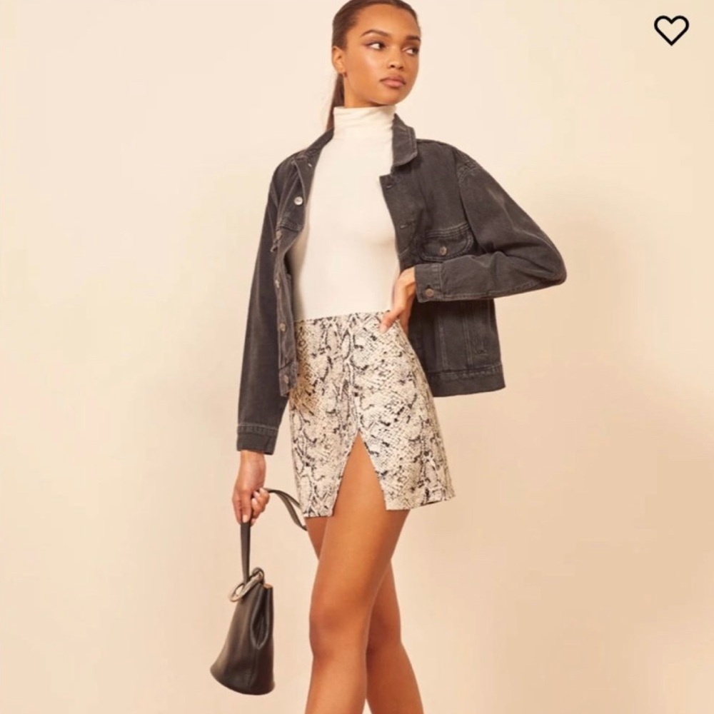 Reformation Margot In Rattlesnake Slit Skirt 0